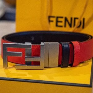 Red Reversible Fendi Belt